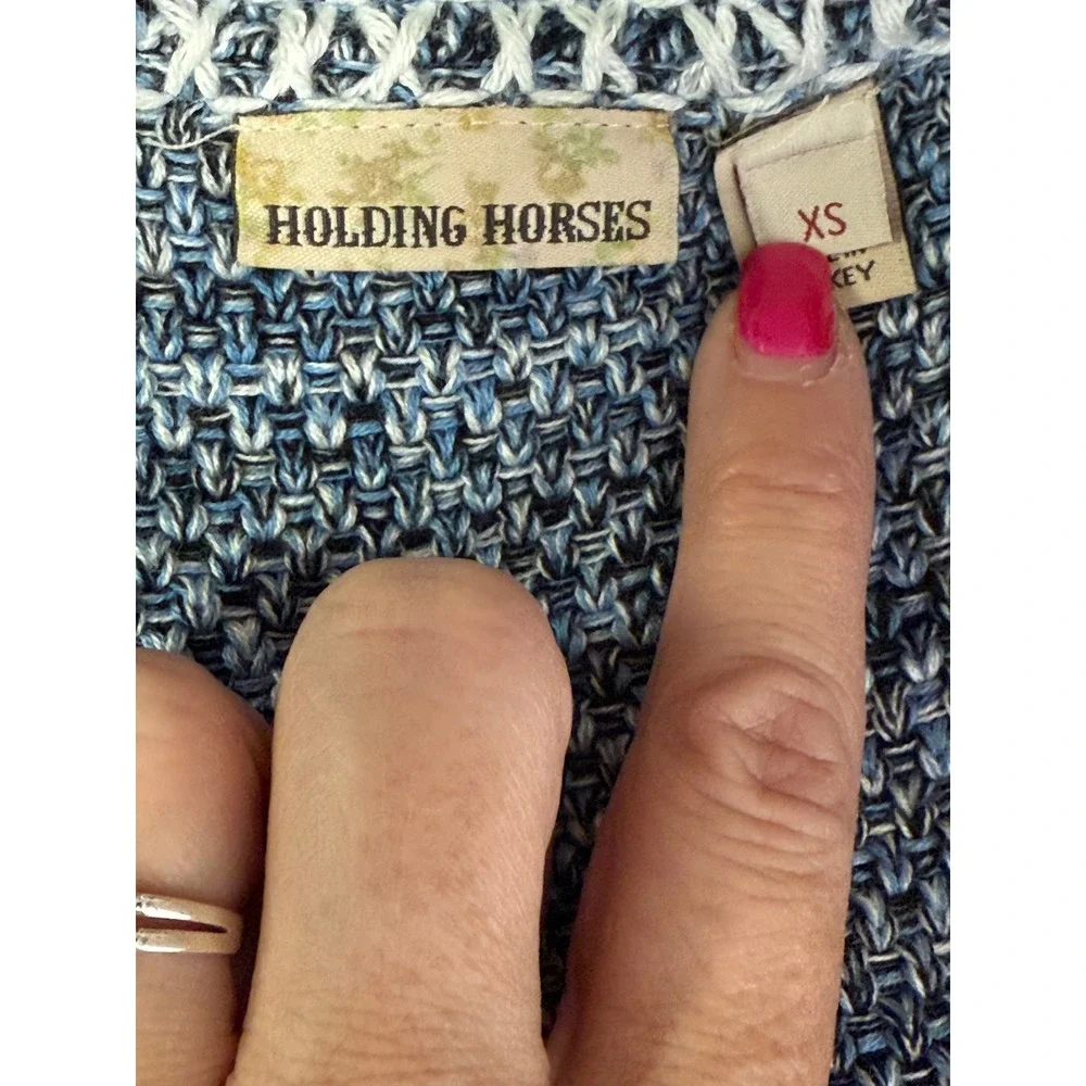 Anthropologie Shift Dress Size XS Stone Blue Holding Horses Fringe Edges PERFECT